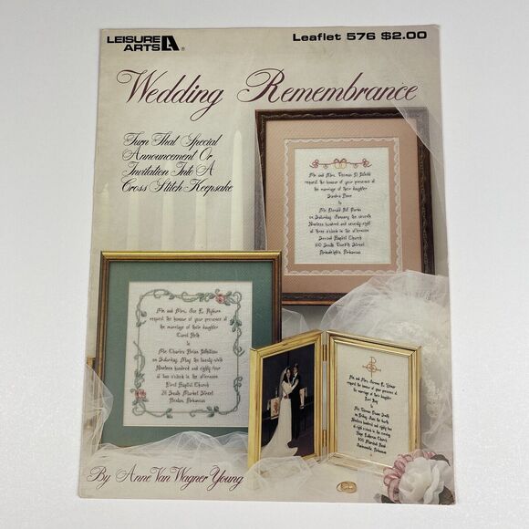 Leisure Arts Wedding Remembrance Leaflet 576 Cross Stitch Keepsake VTG 1987 - Picture 1 of 9